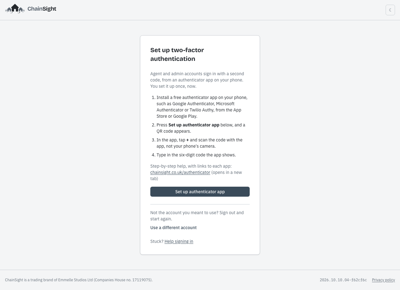 Introduction to setting up two-factor authentication